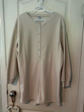 Old Navy Beige Fleece Short Jumpsuit/Romper